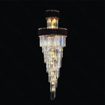 Pendente em Metal Preto com Cristal 65x180CM - Sindora DCD00493
