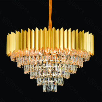 Pendente em Metal Dourado com Cristal 70x70x45CM - Sindora DCD00794