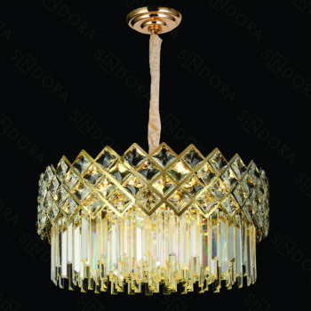 Pendente em Inox Dourado com Cristal 58x29CM - Sindora DCD01002