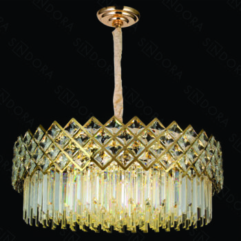 Pendente 75×30cm em Inox Dourado com Cristal - Sindora DCD01003