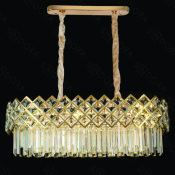 Pendente em Inox Dourado com Cristal 85x35x29CM - Sindora DCD01004