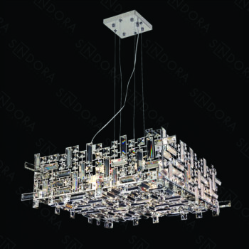 Pendente em Inox Cromado com Cristal 57x57x22CM - Sindora DCD01016