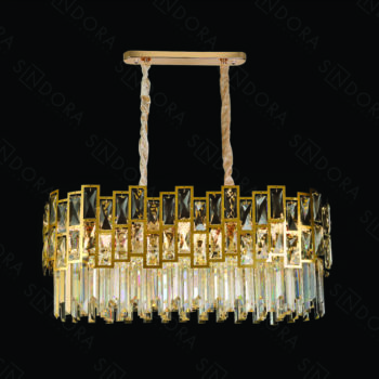 Pendente 77×30×32cm em Inox Dourado com Cristal - Sindora DCD01030