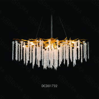 Pendente em Metal Dourado com Cristal 120×50×50CM - Sindora DCD01732