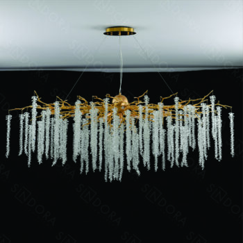 Pendente em Metal Dourado com Cristal 150×55×50CM - Sindora DCD01733