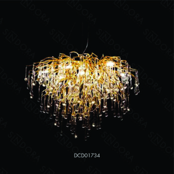 Pendente em Metal Dourado com Cristal 80×45CM - Sindora DCD01734