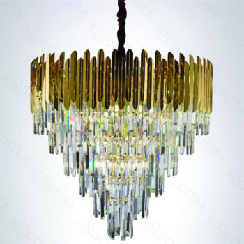 Pendente em Inox Dourado com Cristal 60x58CM - Sindora DCD03905