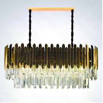 Pendente em Inox Dourado com Cristal 75x35CM - Sindora DCD03907