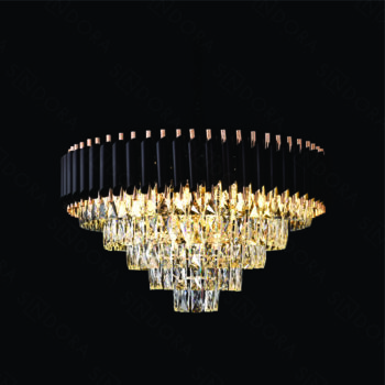 Pendente em Metal Preto com Cristal 55x36CM - Sindora DCD03910