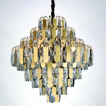 Pendente em Inox Dourado com Cristal 60x59CM - Sindora DCD03928