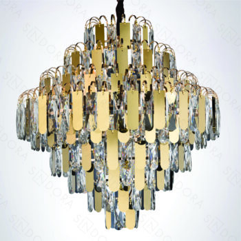 Pendente em Inox Dourado com Cristal 80x73CM - Sindora DCD03929