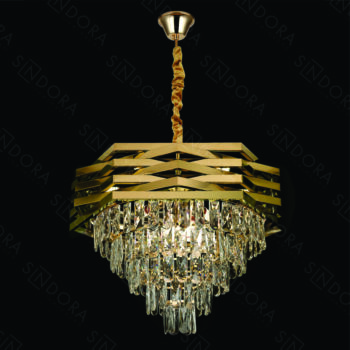 Pendente em Inox Dourado com Cristal 60x45CM - Sindora DCD06501