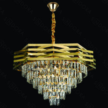 Pendente em Inox Dourado com Cristal 79x59CM - Sindora DCD06502