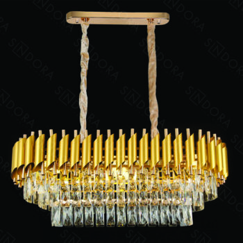 Pendente em Metal Dourado com Cristal 75×35CM - Sindora DCD06512