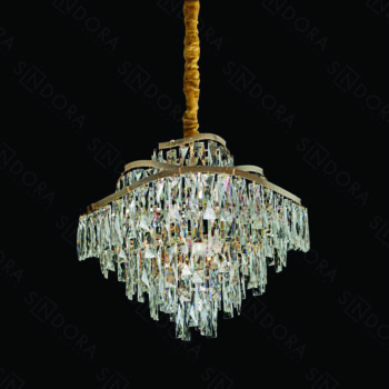 Pendente em Metal Dourado com Cristal 55x45CM - Sindora DCD06518
