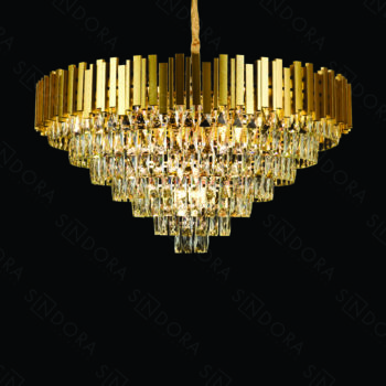 Pendente 92×48cm em Metal Dourado com Cristal - Sindora DCD06538