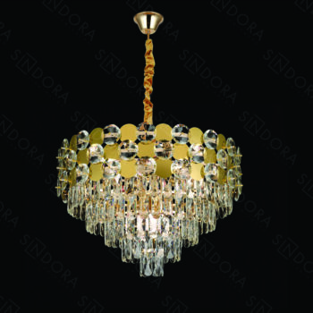 Pendente 60x40cm em Metal Dourado com Cristal - Sindora DCD06540