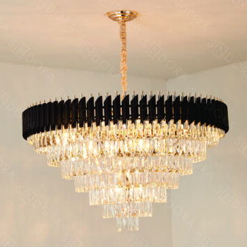 Pendente em Metal Preto com Cristal 95x48Cm - Sindora DCD06545