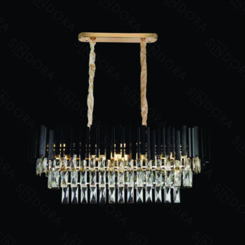 Pendente em Metal Preto com Cristal 76×25×30CM - Sindora DCD06549