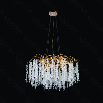Pendente 80×50cm em Metal Dourado com Cristal - Sindora DCD06557