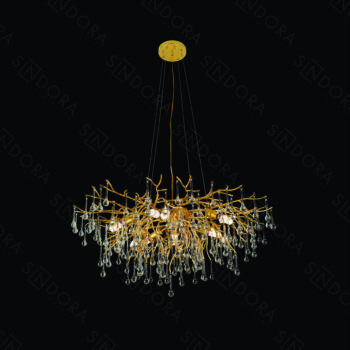 Pendente 80×80cm em Metal Dourado com Cristal - Sindora DCD06575