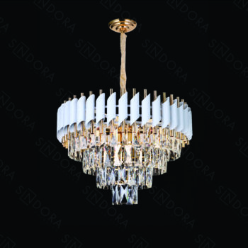Pendente em Metal Branco com Cristal 53x36CM - Sindora DCD06594