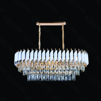 Pendente em Metal Branco com Cristal 75x35CM - Sindora DCD06596