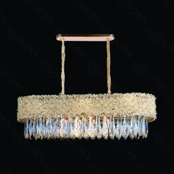 Pendente 80×28×22cm em Metal Dourado com Cristal - Sindora DCD06603