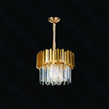Pendente em Metal Dourado com Cristal 38x30CM - Sindora DCD06611