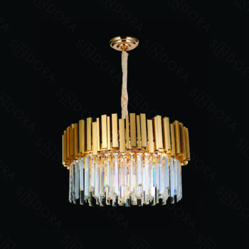 Pendente 52×33cm em Metal Dourado com Cristal - Sindora DCD06612