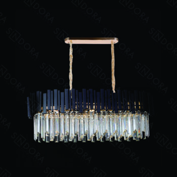 Pendente em Metal Preto com Cristal 80×30CM - Sindora DCD06620