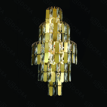 Arandela em Inox Dourado com Cristal 40×73 CM - SINDORA DCB00496