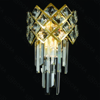 Arandela em Inox Dourado com Cristal 37×22CM - SINDORA DCB01005