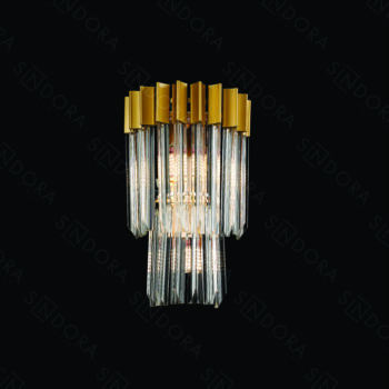 Arandela em Metal Dourado com Cristal 28×44×17CM - SINDORA DCB01021