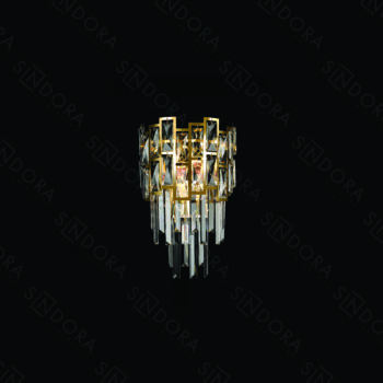 Arandela em Inox Dourado com Cristal 26×42CM - SINDORA DCB01031