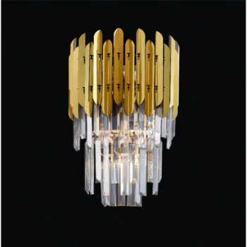 Arandela em Inox Dourado com Cristal 27×41 CM - SINDORA DCB03908