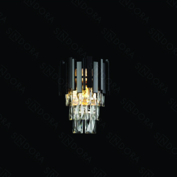 Arandela em Metal Preto com Cristal 30 × 21 CM - SINDORA DCB06548