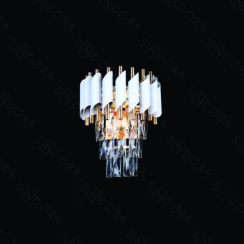 Arandela em Metal Branco com Cristal 24×31×14 CM - SiNDORA DCB06597