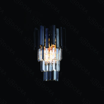 Arandela em Metal Preto com Cristal 26 × 22 CM - SINDORA DCB06619