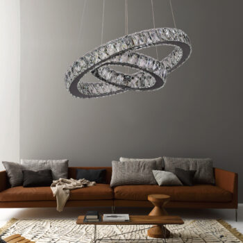 Pendente em Metal Cromado com Cristal 30×50CM - SINDORA DCD00102