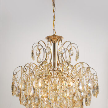 Pendente em Metal Dourado com Cristal Amber 50×58 cm - Sindora DCD00426