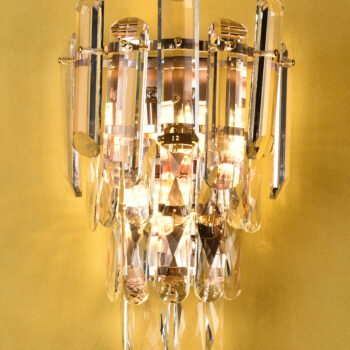 Arandela em Metal Dourado com Cristal 30×22 CM - SINDORA DCB00466