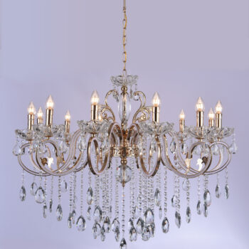 Pendente em Metal Dourado com Cristal Branco 100×100CM - SINDORA DCD00480-12