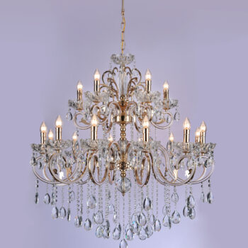 Pendente em Metal Dourado com Cristal Branco 100×120CM - SINDORA DCD00480-12+6