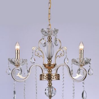 Pendente em Metal Dourado com Cristal Branco 45×45CM - SINDORA DCD00480-3