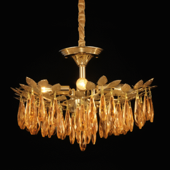 Pendente em Metal Dourado com Cristal Âmbar 50×35 cm - Sindora DCD00482