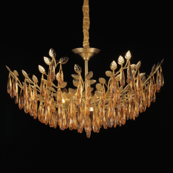 Pendente em Metal Dourado com Cristal Âmbar 80×35CM - SINDORA DCD00483