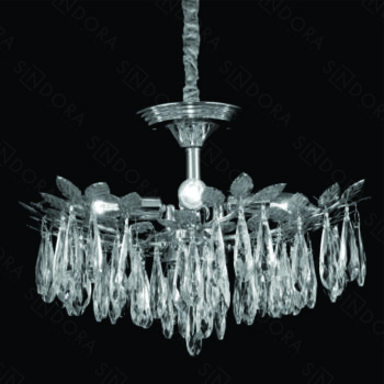 Pendente em Metal Cromado com Cristal 50×35CM - SINDORA DCD00484