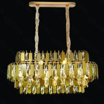 Pendente em Inox Dourado com Cristal 80×30 cm - Sindora DCD00495