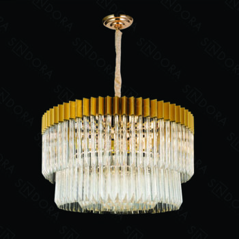 Pendente em Metal Dourado com Cristal 80×45 cm - Sindora DCD01019